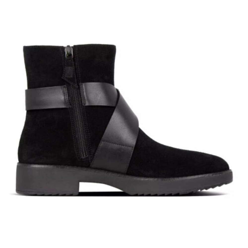 Fitflop Mona Suede Buckle Ankle Boot Women’s Size 8 Black - Picture 7 of 13